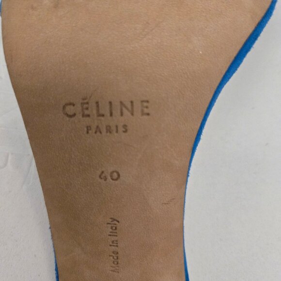 AUTH NWT Celine Phoebe Philo suede strappy heels, turquoise, size EU 40 - Picture 3 of 6